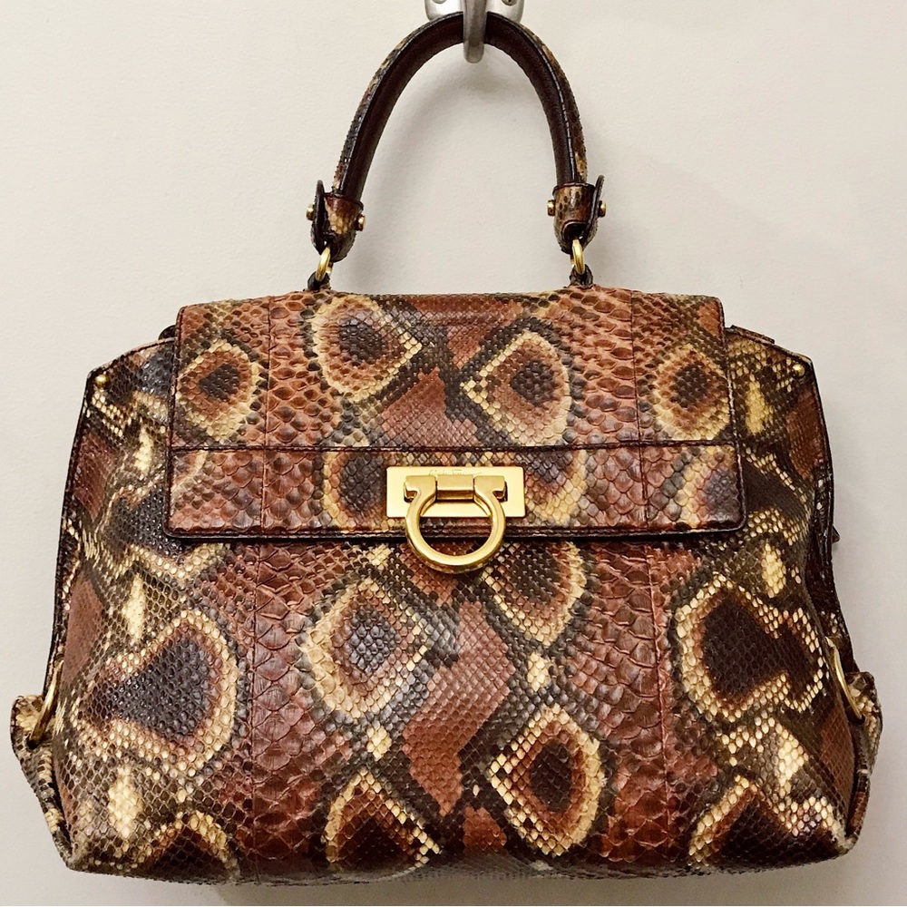Salvatore Ferragamo Python Snakeskin Sofia Top Ha… - image 1